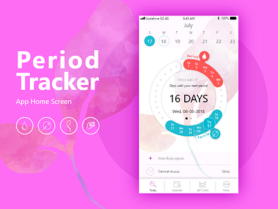 Period tracker app application art creative design female illustration period tracker ui ux