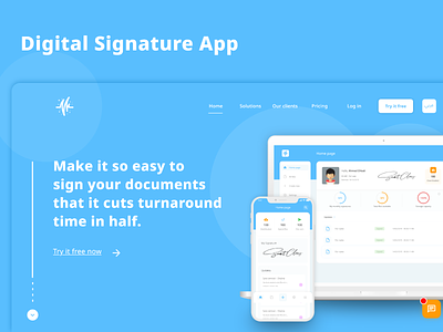 Digital Signature App app awsome design blue bundles client creative dashboad faq font homepage modern signature ui user interface ux ux design web webdesign