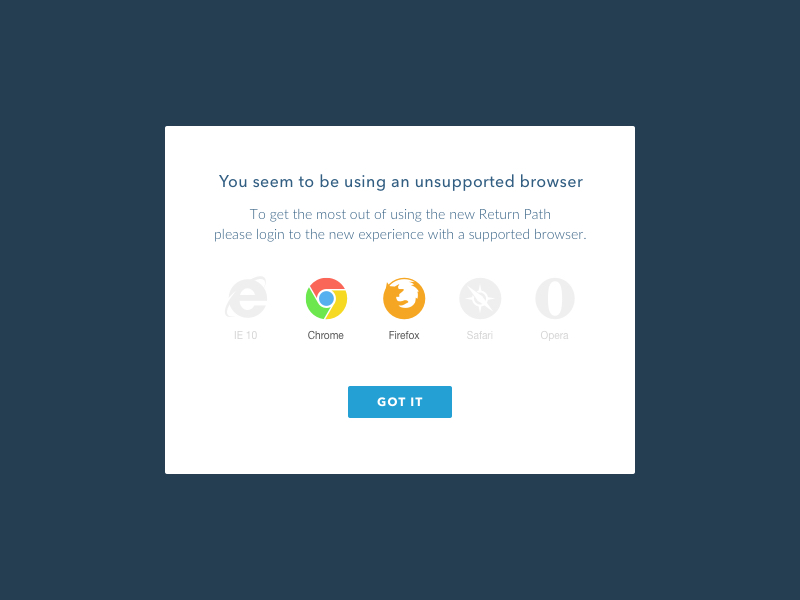 The browser is not supported. Not supported your browser. Unsupported. You browser not supported. Use the latest Version of the browser to access the web interface.