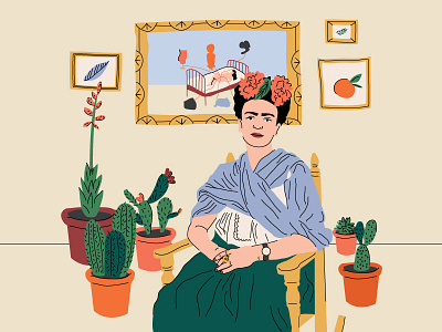 Frida art artist cactus frida kahlo illustration mexico plants spanish