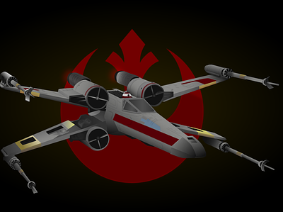 X-Wing Fighter illustration science-fiction space starwars vector x-wing