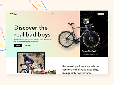 Mondovélo landing page - redesign bike canondale creative design cycling gradients landign page mondovélo vélo webdesign