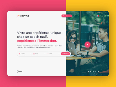 Nativing - Language lessons design hero landing page language learning languages ui ux design uidesign webdesign