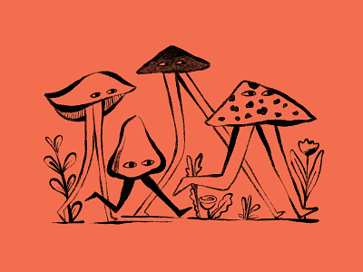 Fringe Societe Pinot Noir Label Illustration character design illustration mushrooms procreate