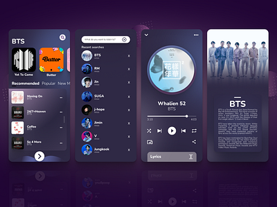 BTS Spotify (Purple Theme) 3d app branding design graphic design illustration ui ux