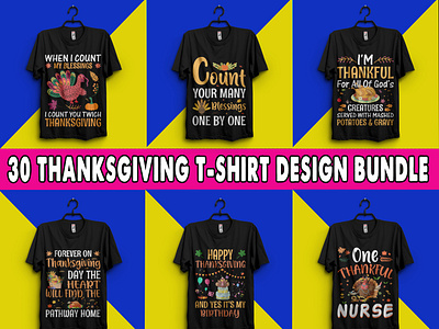 Best 30 Thanksgiving T-Shirt Design Bundle
