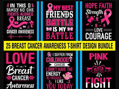 New 25 Breast Cancer Awareness T-Shirt Design Bundle