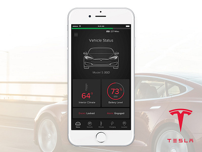 Tesla OneTouch - Status Screen app design design thinking mobile sketch tesla ui ux