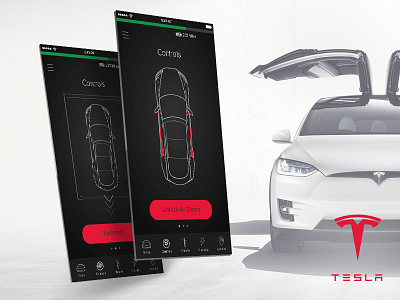 Tesla OneTouch - Controls Screen app design design thinking mobile sketch tesla ui ux