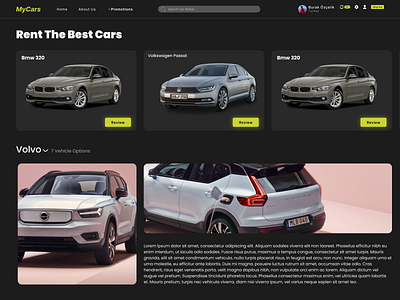 Rent a Car Web Page UI-UX 3d animation app branding design desing graphic design illustration logo motion graphics rentacar typography ui ux vector web