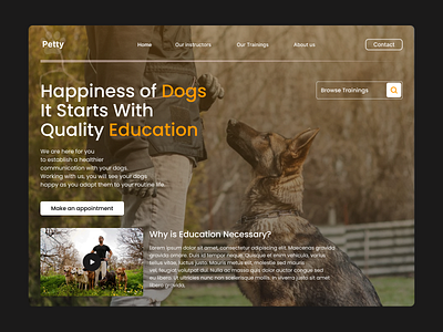 Dog Training Web Page UI-UX aplication app design designer dogtraining graphic design motion graphics pet ui ux uı ux vector webpage