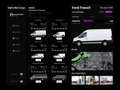 Cargo Web Page UI-UX app cargo connect design destination ford graphic design logistic map maps mercedes truck ui ux vector