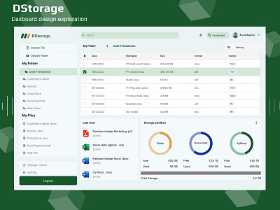 UI Web Storage Dasboard dasboard design landing page storage ui website