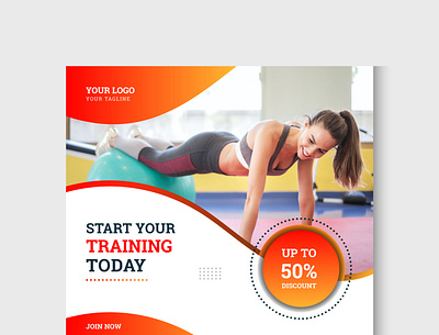 Gym and fitness social media post design template banner graphic design trainer