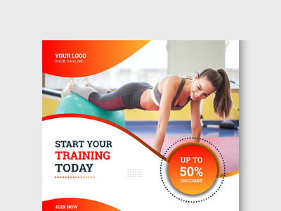 Gym and fitness social media post design template