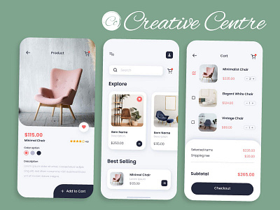 Furniture App app branding design graphic design illustration logo typography ui ux vector