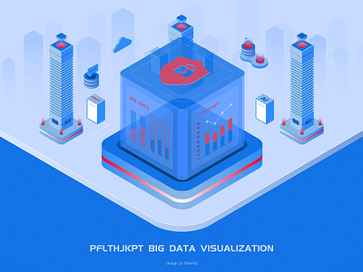 Data Visualization And Security 2.5d data visualization illustration security