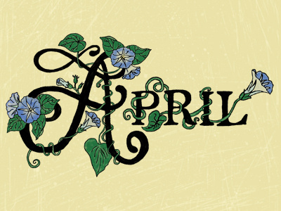 April april calendar detail floral flowers hand lettering month morning glory typo typography