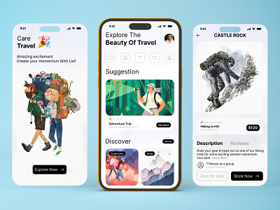 CareTravel App UI UX graphic design mobile app ui ui ui ux user experience user interface design