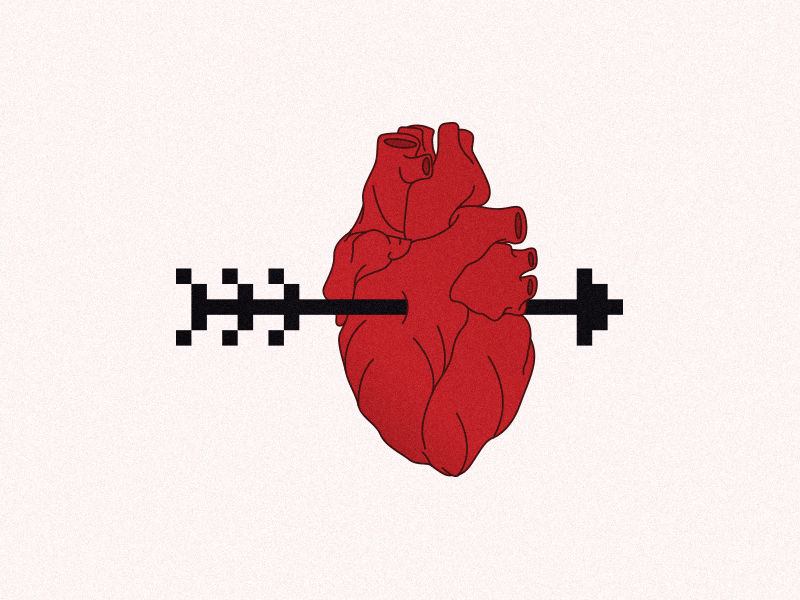 Digital Love arrow beating digital heart illustration love pixel retro valentine
