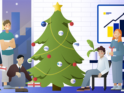 Christmas at the office 2d 3d animated video animation communication communication digitale design graphic design illustration motion design video marketing