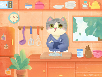 The cat kitchen cat design illustration