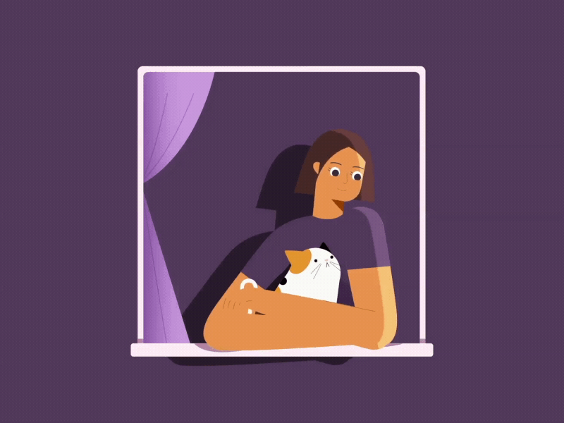 Me and my cat by the window aftereffects animation character animation characterdesign characters girl illustrator kitten motion motion design motiongraphics vector window