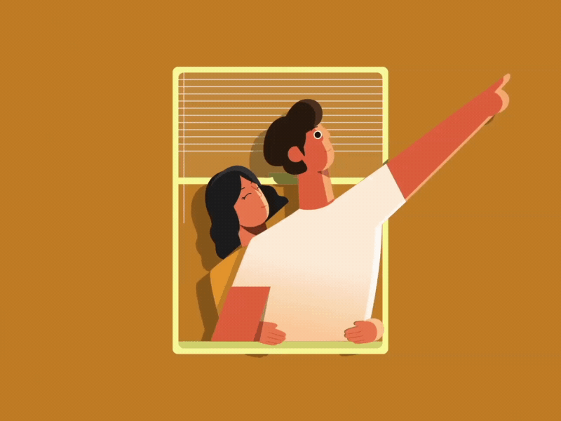 A couple by the window aftereffects animation character animation characterdesign characters couple illustration motion motion design motiongraphics vector window