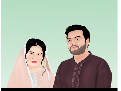 Couple vector portrait