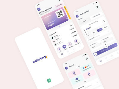 Walletory Top-Up bank banking clean app credit card crypto finance interface ios app ios application messgrediyent minimal mobile banking payment stats stats ui transaction ui ux wallet