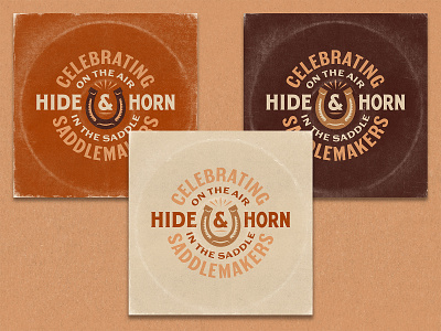 Hide & Horn Extras badge branding cowboy design extension icon logo logotype merchandise saddlemaker type typography