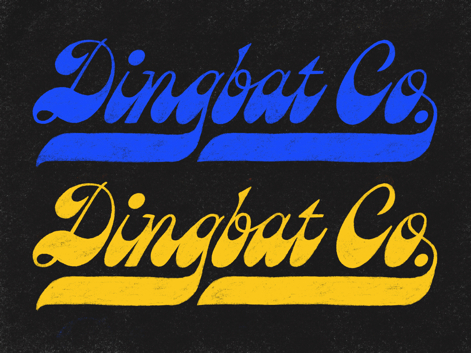 Dingbat Co. Script texture baseball logotype wordmark type lettering typography groovy script procreate