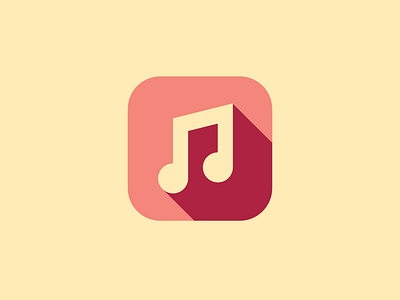 Music app flat icon ios minimal music red simple yellow