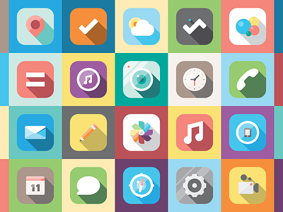 iOS app colorful depth flat icon illustration ios minimal redesign simple