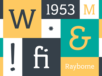 Rayborne Teaser font grid poster simple slab serif sneak peak text type design typeface yellow