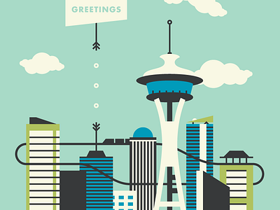 Seattle Postcard city future illustration postcard seattle simple vintage