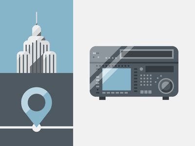 Video-cons II blue city editing equipment icon illustration simple video