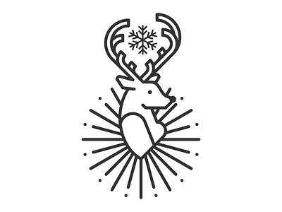 Merry Christmas card christmas hand made illustration line print reindeer rudolf screen printing simple snowflake winter
