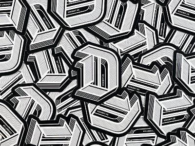 D Sticker 3d design dropcap logo sticker type
