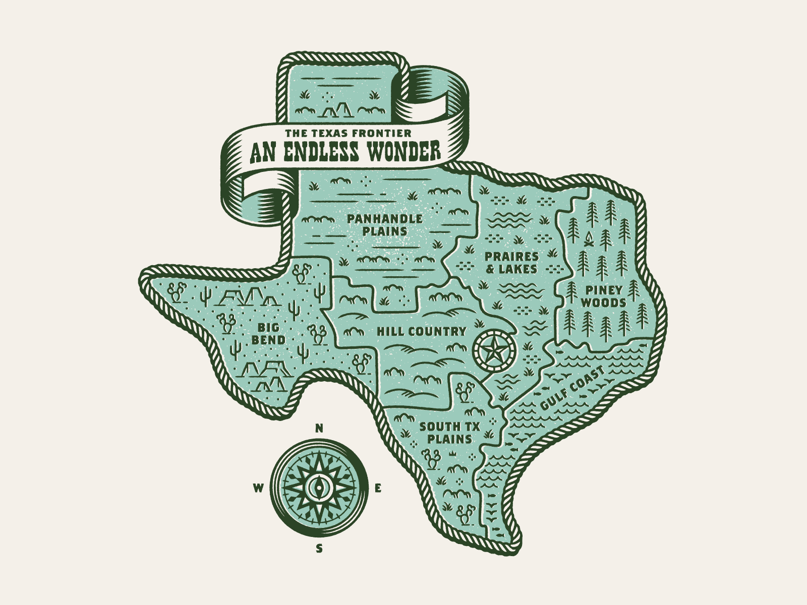 An Endless Wonder apparel austin compass graphic illustration map shirt tee texas tshirt
