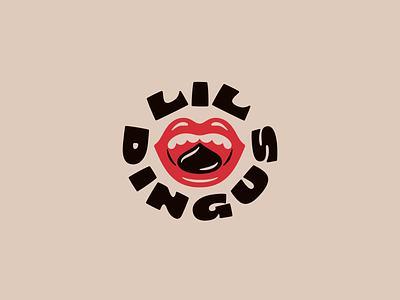 LIL DINGUS STICKER badge barista branding brewing bubbly coffee design drop graphic design icon illustration lips logo mouth patch round simple sticker typography vector