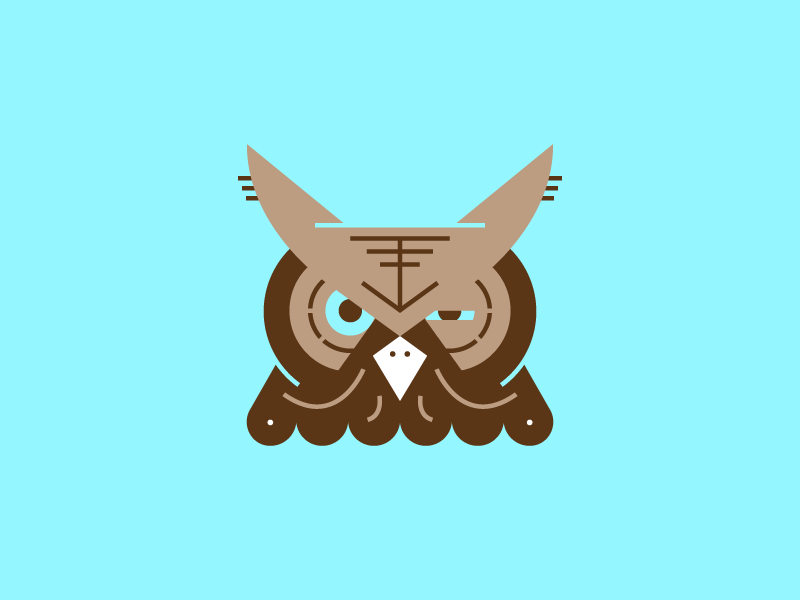 Owl blue illustration line owl simple solid spirit animal weird