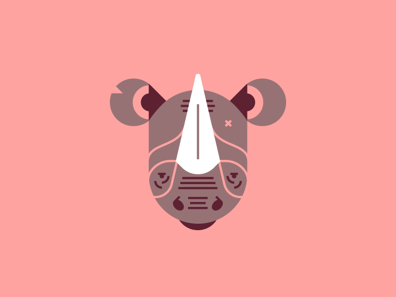Rhino illustration line pink rhino simple solid weird