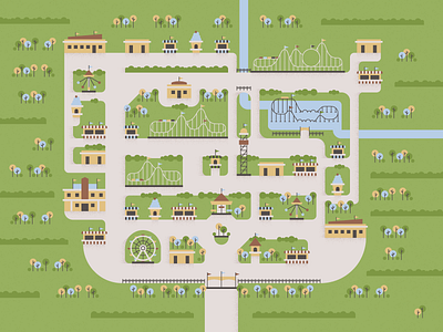 MIL-LAND illustration map theme park