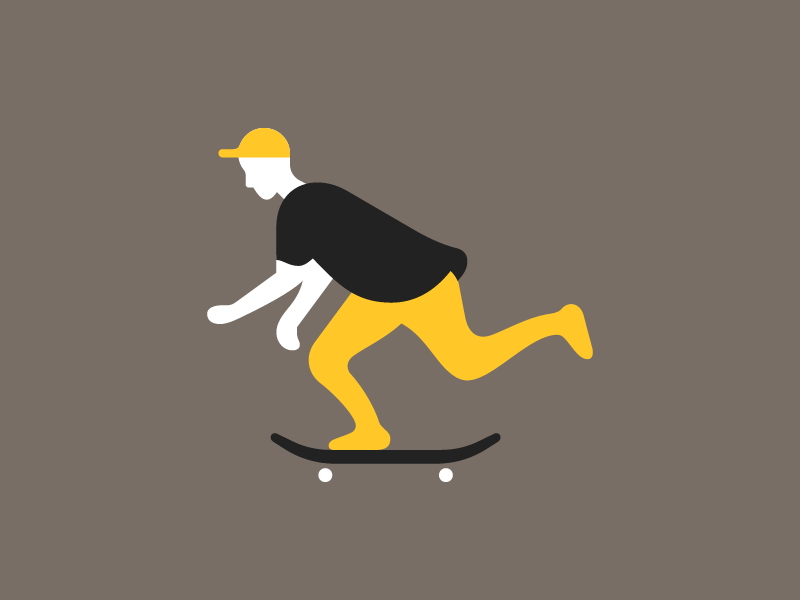 Skate Studies gray illustration kickflip manual simple skateboarding yellow