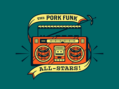 🐖 bbq boombox grill illustration line music pig pork radio sausage