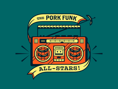 🐖 bbq boombox grill illustration line music pig pork radio sausage