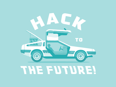 Hack to the Future! back to the future crate cratejoy hack hack day illustration teal tee shirt