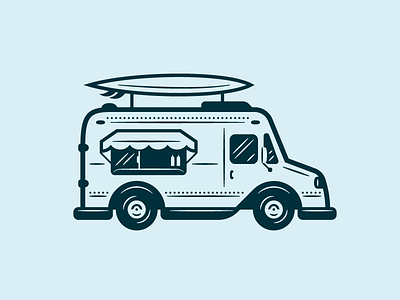 Taco Truck beach california food truck illustration la palm tree sunny surfboard surfing taco truck waves