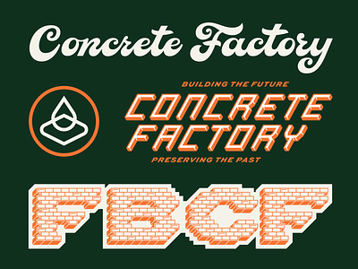 FBCF Elements 3d type brand extension bricks concrete custom type design factory icon illustration logo script type